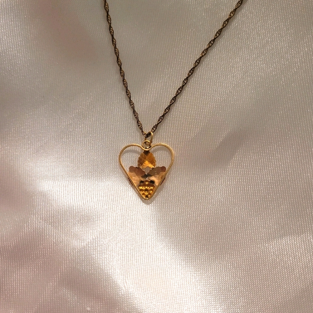 Vintage Heart Pendant Necklace Black Hills Style S - Picture 3 of 4